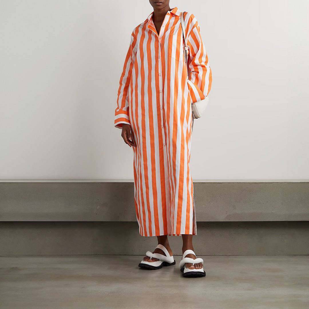 Everyday Stripe | Orange Shirt Dress
