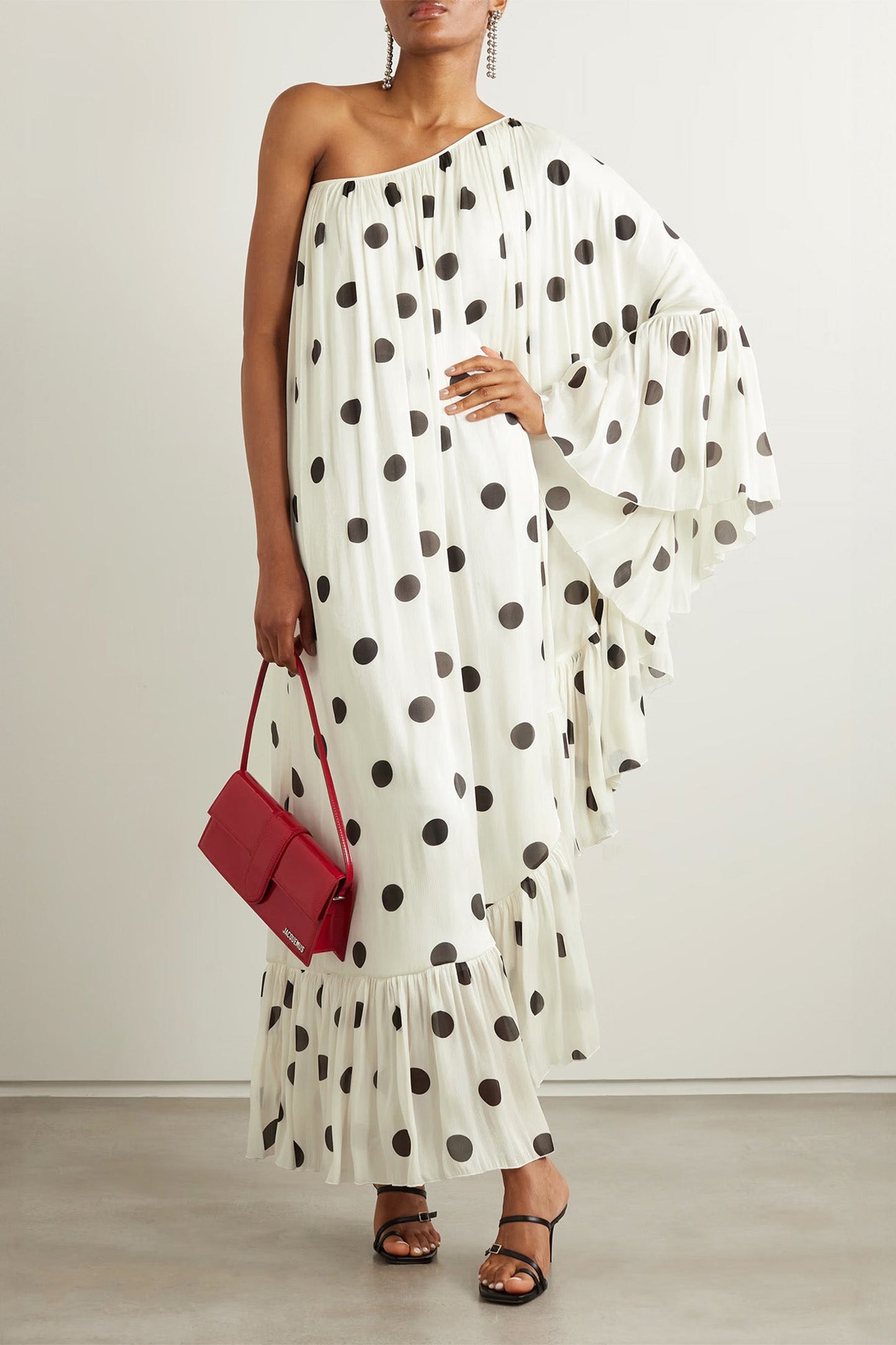 Dotted Darling | White One-Shoulder Dress