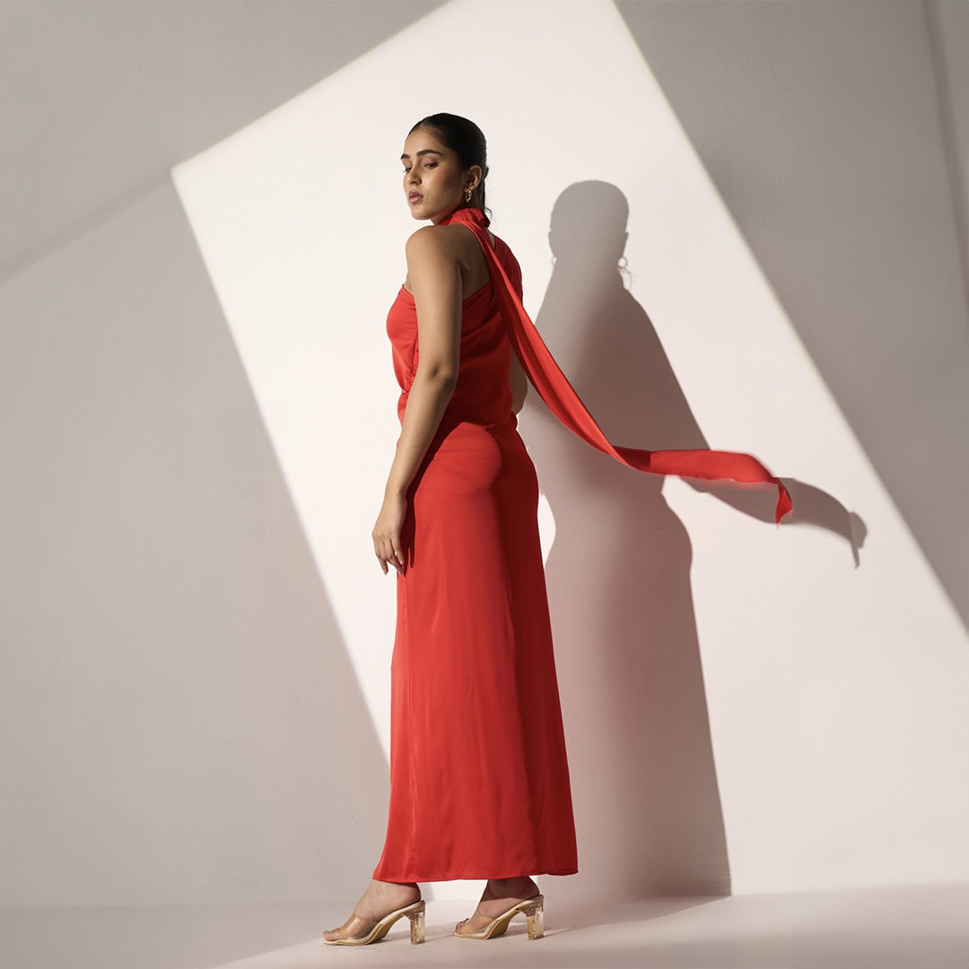 Flirtatious | Red Satin Dress
