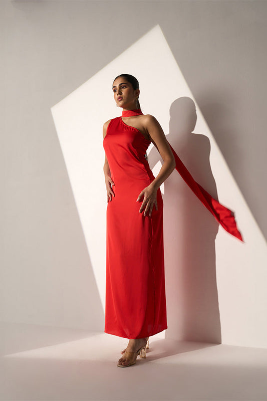 Flirtatious | Red Satin Dress