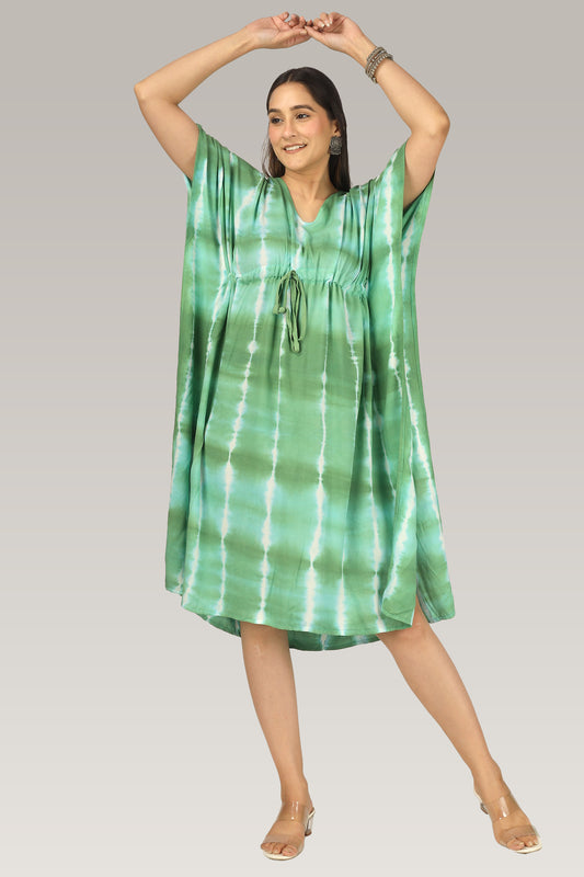 Botanical Bliss | Green Shibori Tie Dye Short Kimono