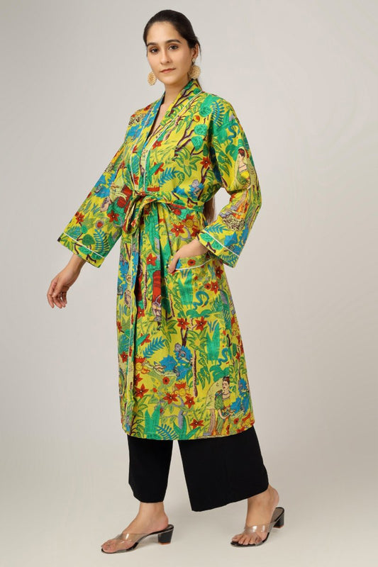 Yellow Frida | 100% Cotton Kimono With Pockets