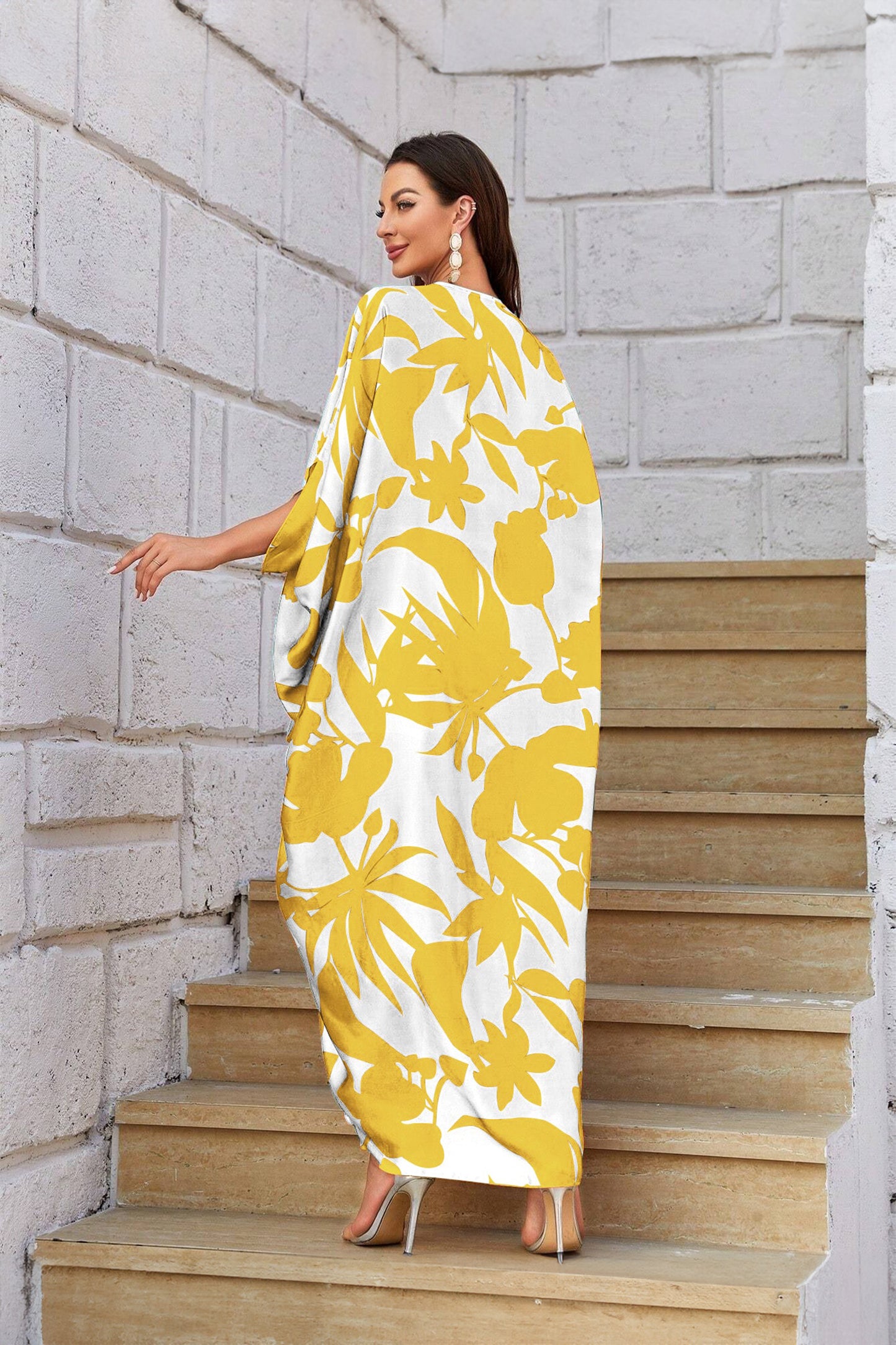 Knotty Nice | Yellow Floral Kaftan Dress