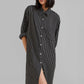 Pinstripe Power | Black Shirt Dress