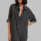 Pinstripe Power | Black Shirt Dress