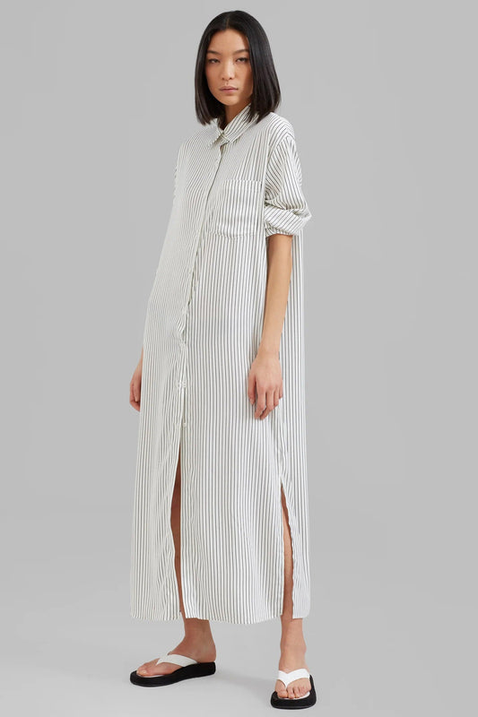 Pinstripe Power | White Shirt Dress