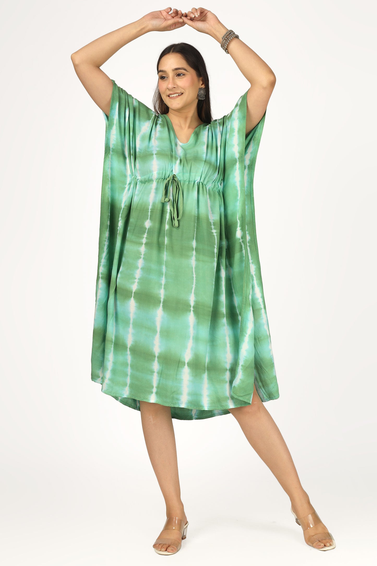 Botanical Bliss | Green Shibori Tie Dye Short Kimono