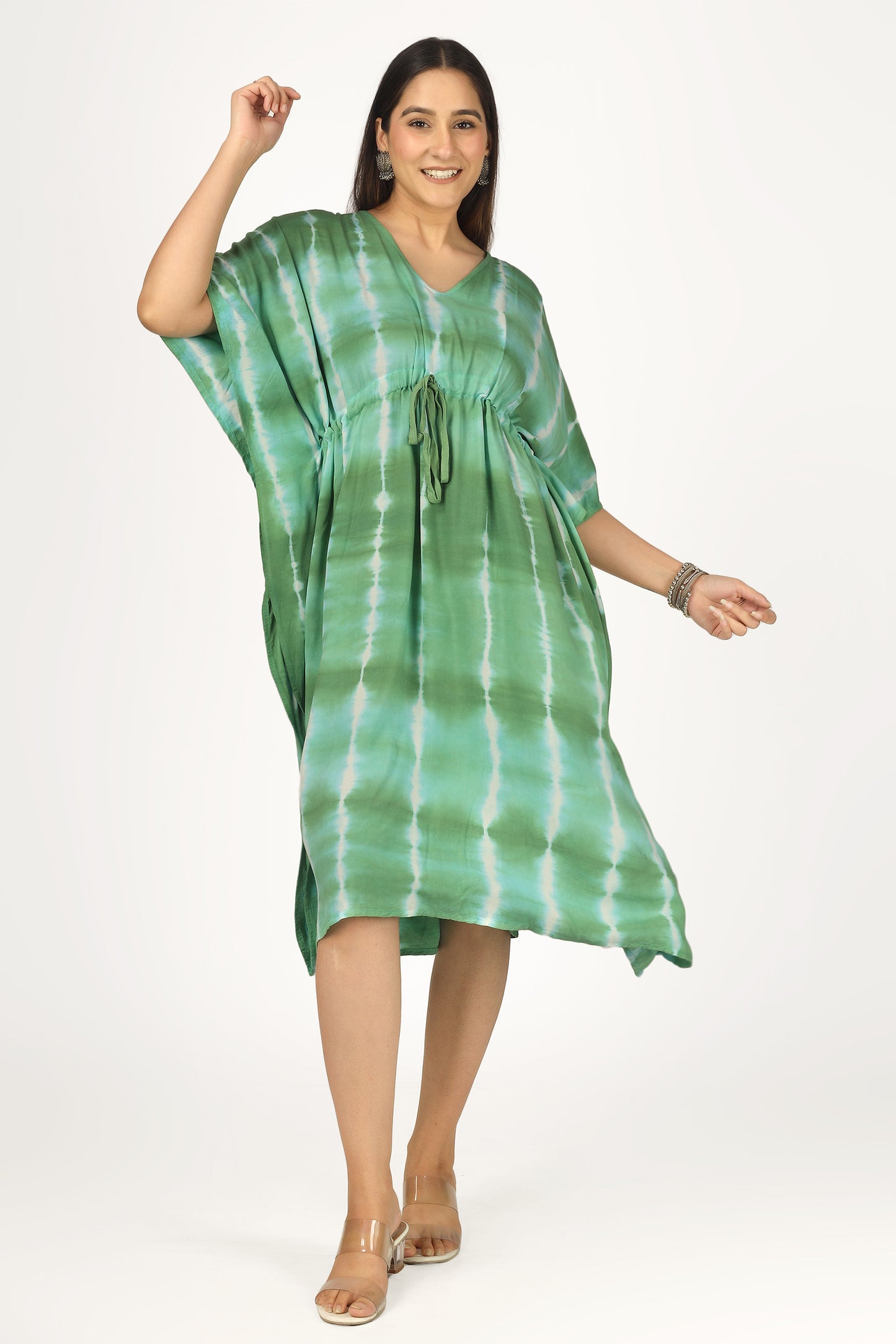 Botanical Bliss | Green Shibori Tie Dye Short Kimono