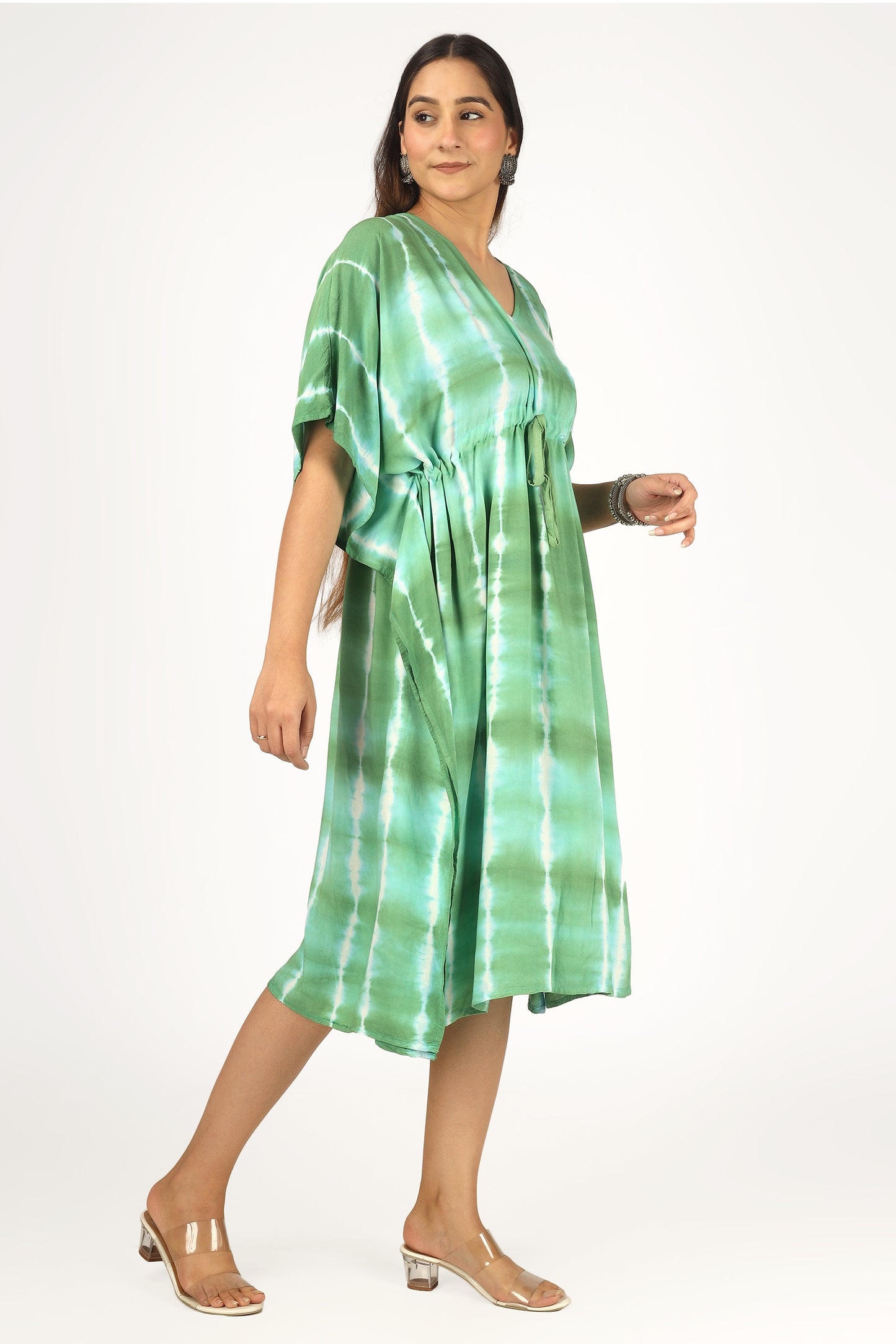 Botanical Bliss | Green Shibori Tie Dye Short Kimono