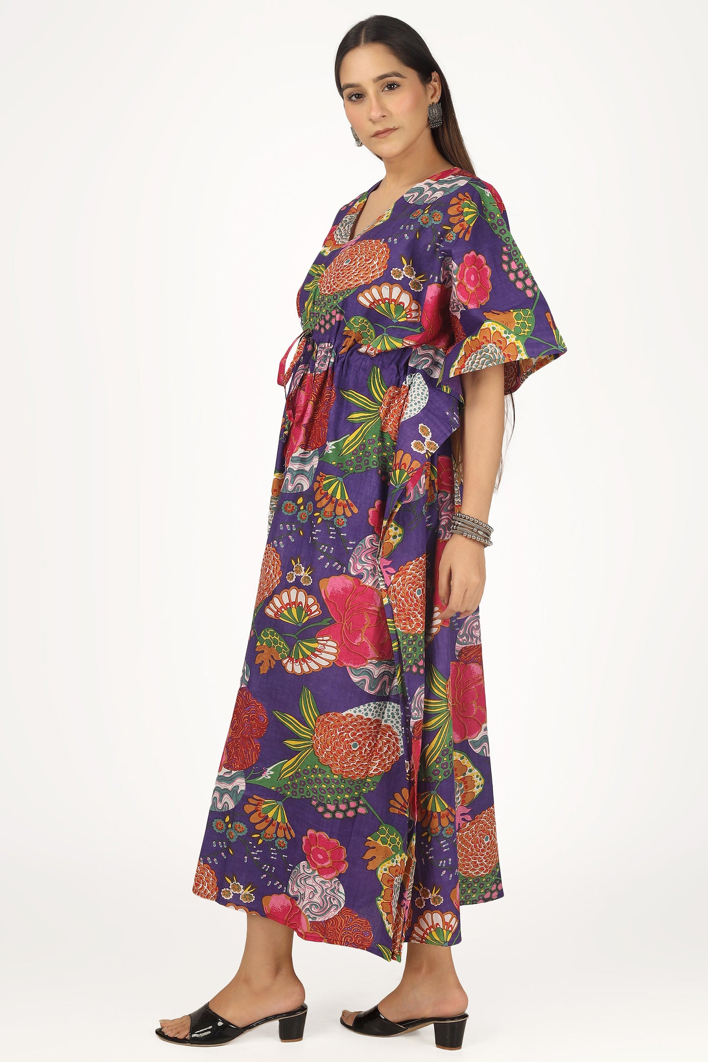 Purple Chrysanthium | 100% Cotton Kaftan