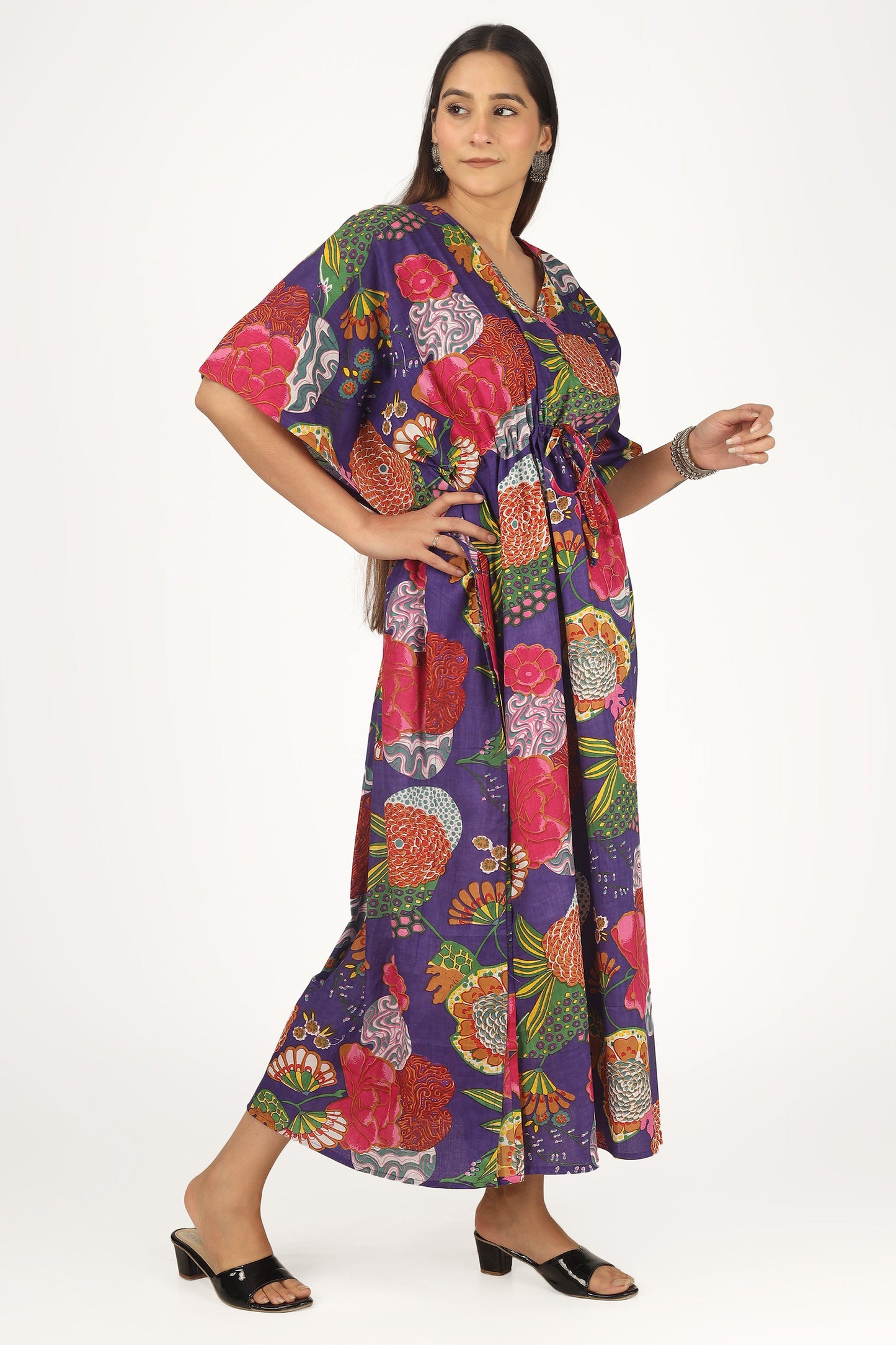 Purple Chrysanthium | 100% Cotton Kaftan