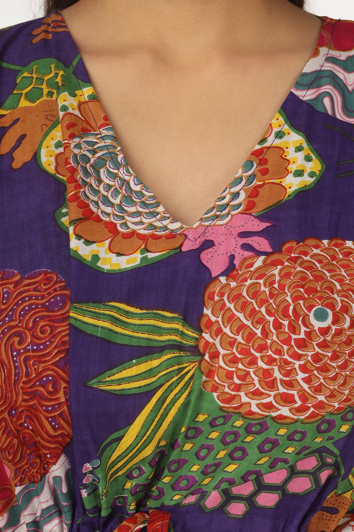 Purple Chrysanthium | 100% Cotton Kaftan