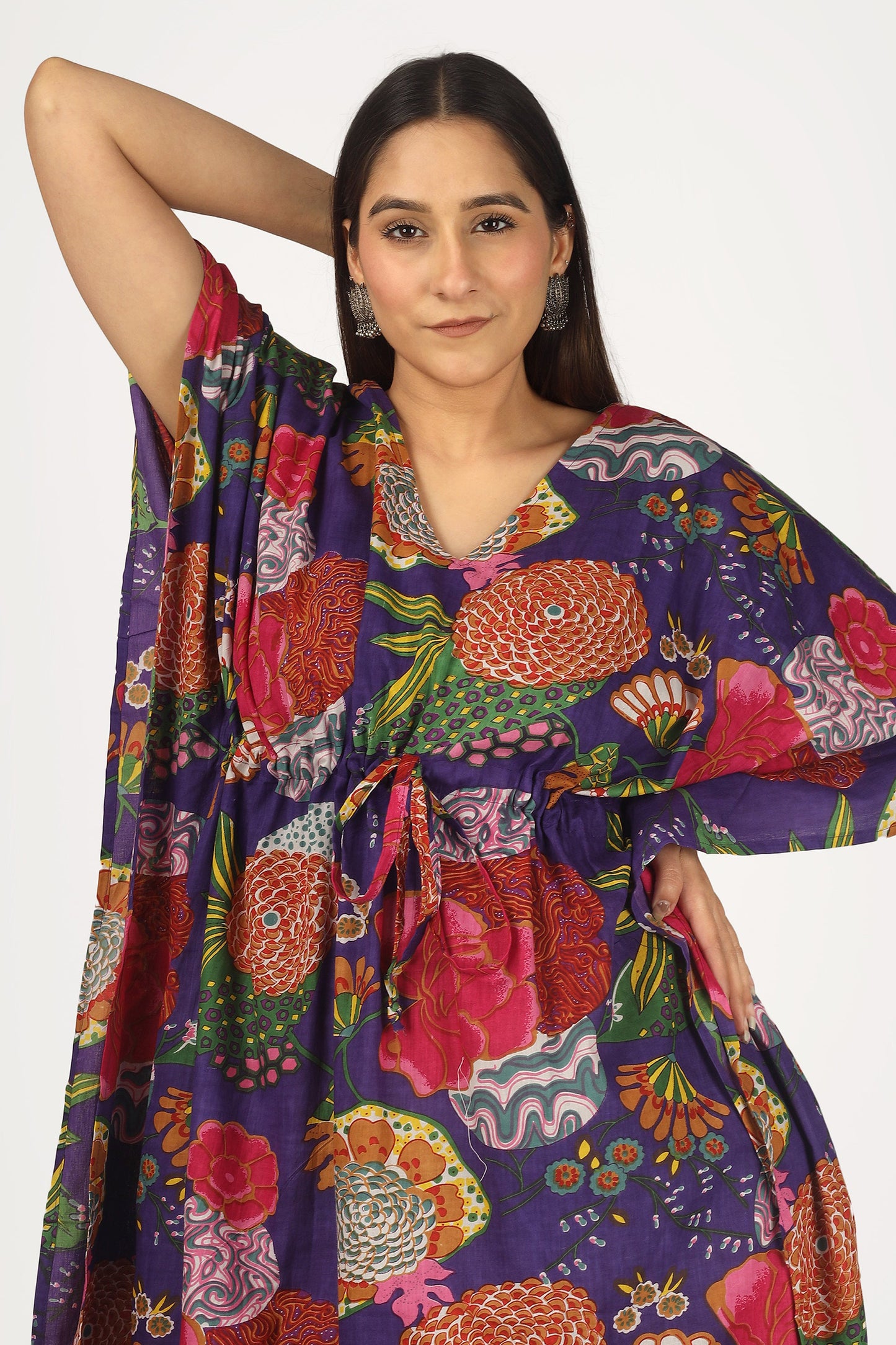 Purple Chrysanthium | 100% Cotton Kaftan