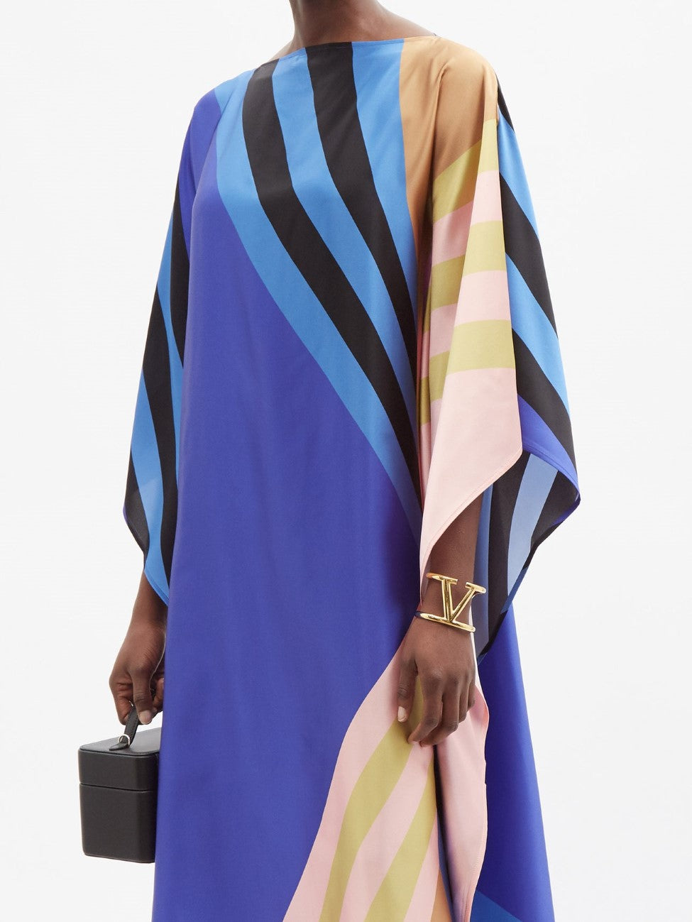 Earthen Threads Party Wear Beach Kaftan Kimono Crepe Dress-J5651