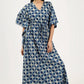 Block Printed Myra Indigo Cotton Kaftan - Earthen Threads