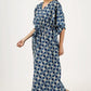 Block Printed Myra Indigo Cotton Kaftan - Earthen Threads