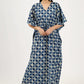 Block Printed Myra Indigo Cotton Kaftan - Earthen Threads
