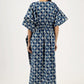 Block Printed Myra Indigo Cotton Kaftan - Earthen Threads